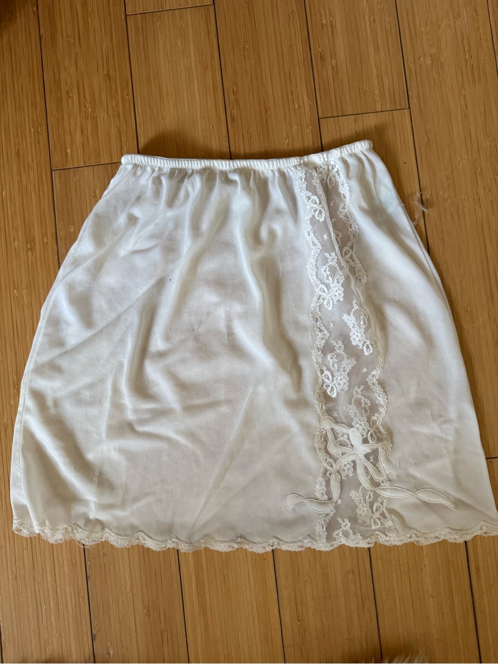 White Lace Trim Half Slip with Side Lace Panel - small